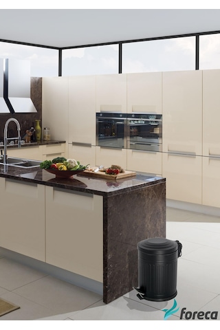 Foreca Vintage Çöp Kovası Çizgili Siyah 5 L Siyah