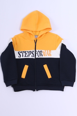 Erkek Çocuk 3 İplik Kolej Ceket Fermuarlı Cepli Desenli E6 Sarı