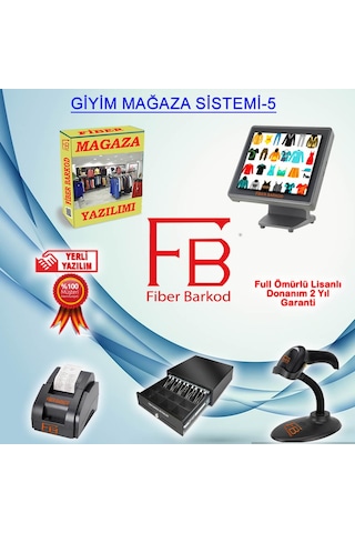 Fiber Barkod Sitemleri Mağaza Barkod Sistemi Set-5 Plus