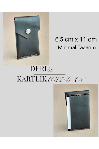 Luna Luster Hakiki Deri Minimalist Avuçiçi Tasarım Erkek Kartlık & Cüzdan Zarif Ve Fonksiyonel Siyah