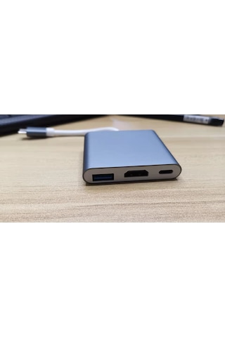 Reedark Usb Ve Hdmı Çıkışlı 4k Hd Type-c Dönüştürücü, Üçlü Fonksiyonlu Genişletme Dizüstü Bilgisayar/tablet Erişim Kablosu, Gri Kasa Beyaz Kablolu