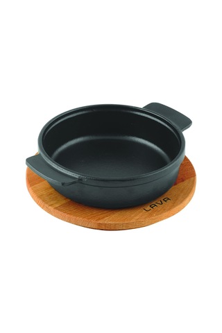 Lava, Pişirme Kabı, Lv Eco Gv 14 K4, Yuvarlak Güveç, Ahşap Altlık, Çap 14 Cm, Dökme Demir, Siyah Açık Altın