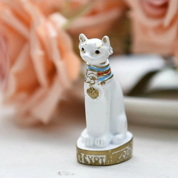 Trendooze Yeşil Mısır Kedisi Heykeli Dekorasyon Vintage Kedi Tanrıça Ev Bahçe Figürü