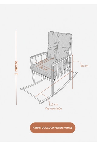 Nesta Metal İskeletli Konfor Sallanan Sandalye - Bahçe, Balkon Ve Ev İçi Sallanır Koltuk Krem