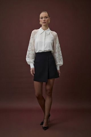 Sateen Talia Şort Etek - Siyah-137063 Siyah