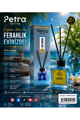 Agartha 100ml Bambu Çubuklu Oda Kokusu - Long Lasting Home Fragrance Ev Ofis Banyo Salon Kokusu Salon Kokusu , Banyo Kokusu , Long Lasting Manolya