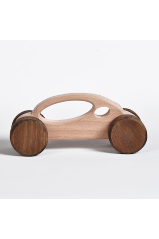 Ahşap El Yapımı Doğal Montessori Araba Tekerlekli Oyuncak