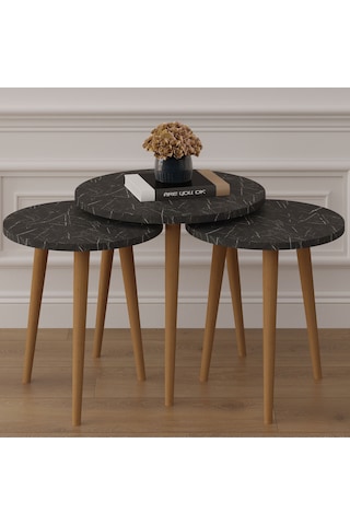 3 Lü Yuvarlak Zigon Sehpa Ahşap Ayaklı-sehpa01-royal Mermer
