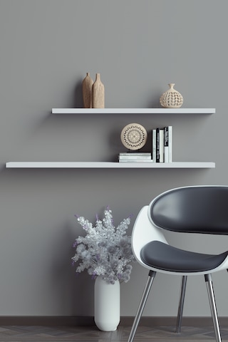 Yankı-BYEG 2li 80 cm 60 cm Mat Beyaz Mdf Duvar Rafı Gizli Bağlantı