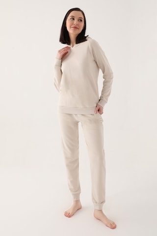 Arnetta Stylish Beyaz Kadın Eşofman Takımı Bej