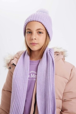 Defacto Kız Çocuk Ponponlu Bere Atkı 2li Takım C7986a824wnpr46 Mor