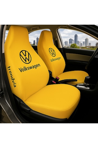 Volkswagen Uyumlu Ön Arka Koltuk Kılıfı Penye Servis Tipi Oto Koltuk Koruma Seti Sarı
