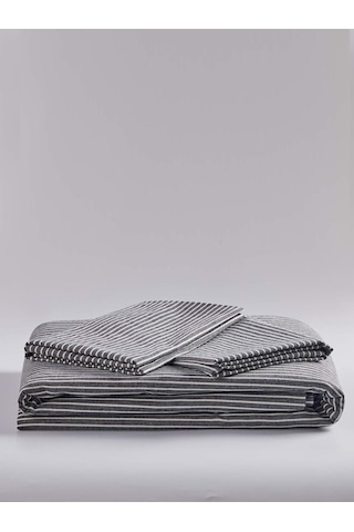 Caqqa Line Striped Çocuk Ve Genç Tek Kişilik Pamuk Lastikli Nevresim Takımı