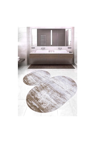 Eliana Home Dijital Baskı 2'li Banyo Paspas Takımı Lna5-hy944 100x60 Ve 60x50 Cm Kahverengi