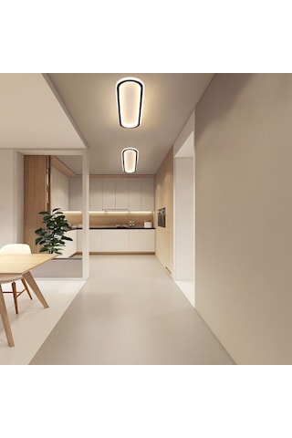 Antrasit Oval 120x16cm Kumandalı,dimli 3 Işık Rengi, Led Tavan La Beyaz - Gri