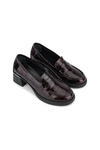 Tamer Tanca Kadın Hakiki Deri Bordo Loafer Ayakkabı 51 9620 Bn Ayk Sk26-27 Bordo Kroko