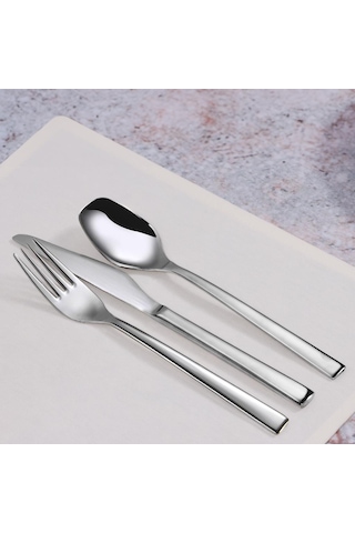 Serenk New York Çelik Çatal Kaşık Bıçak Takımı 18 Parça Gümüş