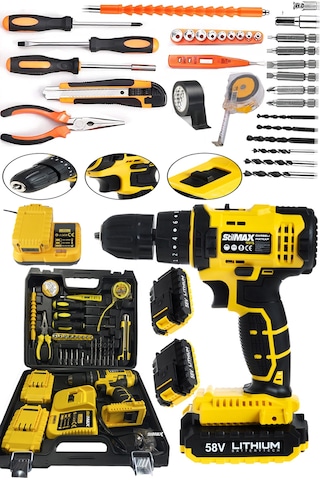 Stilmax STN1070 58 V Panasonic Çift Akülü Darbeli Setli Matkap