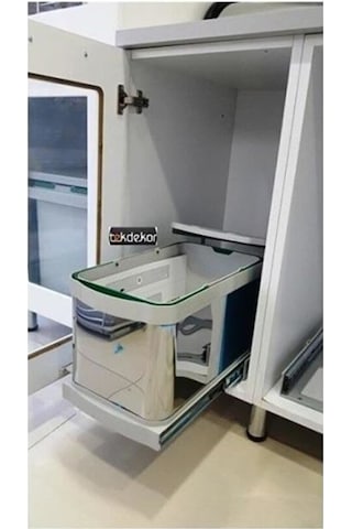 Çöp Kovası Paslanmaz Çelik Raylı S 2574 Kısa Boylu Antrasit - Gri