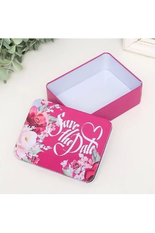 Dikdörtgen Kutu Hediye Kutusu Sevgililer Günü Hediye Kutusu Save The Date Pembe