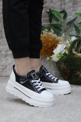 Fort Guja 24y314-8 News Fashion Gizli Dolgu Topuk Sneaker Kadın Ayakkabı Siyah