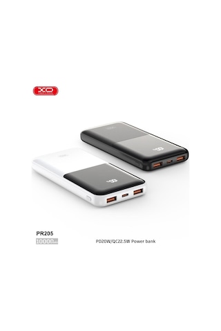 22.5w Pd Hızlı Şarj Destekli 10.000 Mah Dijital Ekranlı 3 Çıkışlı Powerbank Beyaz