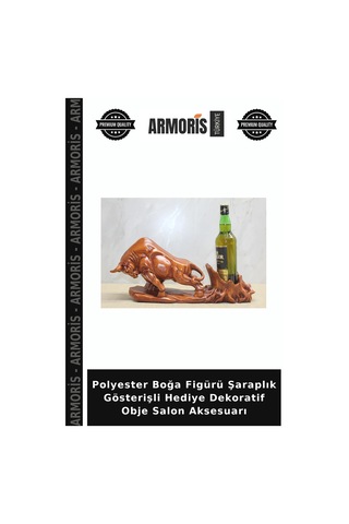 Polyester Boğa Figürü Şaraplık Gösterişli Hediye Dekoratif Obje Salon Aksesuarı