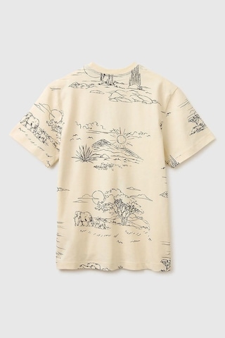 United Colors Of Benetton Erkek Çocuk Logo Etiket Detaylı Tamamı Baskılı T-shirt Bej 6-14 Yaş-2801