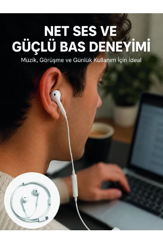 Hepsi Kablolu Type C Kulak İçi Kulaklık Kristal Netliğinde Ses Kalitesi Yeni Nesil Najmaddin