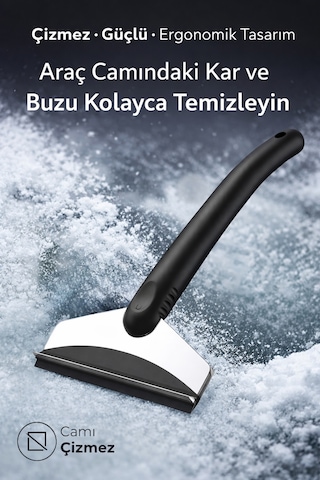 Mega Oto Market Araba Buz Kazıyıcı Ve Kar Temizleme Küreği Çift Taraflı Oto Cam Buz Kazıma Aparatı Siyah
