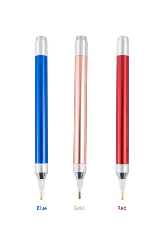 Neevoyu Işıklı Büyük Görünümlü El Kalemi Seti - 4 Farklı Uç 1,3,6,9 Delik - Pırlanta Boyama İçin Verimlilik Artırıcı - Kırmızı Pil Dahil Değil Kırmızı