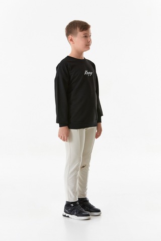 Fullamoda Önü Ve Arkası Baskılı Bisiklet Yaka Erkek Çocuk Sweatshirt 25kcck1303216278-siyah Siyah