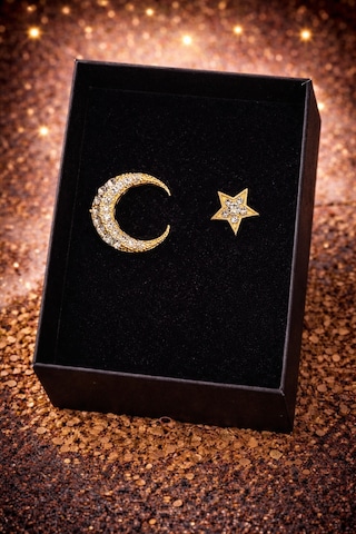 Ay Yıldız Ve Hesap Makinesi Temalı Broş Muhasebe & Türkiye Konseptli Şık Hediye Kutulu Yaka İğnesi Renkli