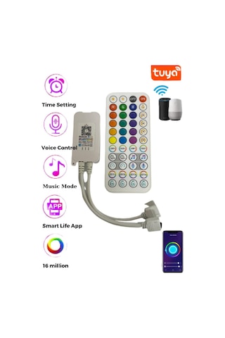 Hazarled Tuya Destekli Wifi Kontrollü RGB Şerit Led Kontrol Cihazı 5-24V