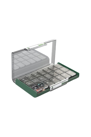 Likeable 21 Bölmeli Hap Kutusu, Ilaç Dağıtım Kutusu, Taşınabilir Ilaç Dağıtıcısı-yeşil