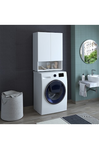 Banos Cu3 Çok Amaçlı Çamaşır Makinesi Üst Banyo Dolabı - Beyaz