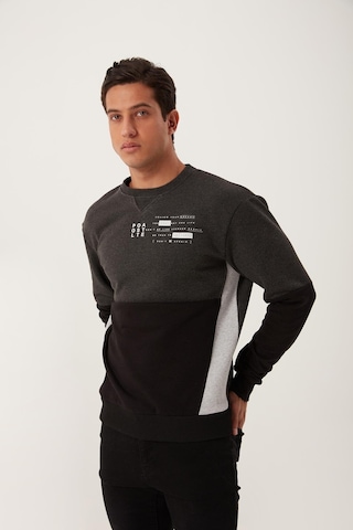 Polostate Erkek Çift Renk Sweatshirt Siyah