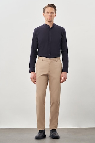 İmza Koyu Bej Düz Armürlü Pamuklu Yan Cep Comfort Fit Casual Pantolon 1003245169 KOYU BEJ