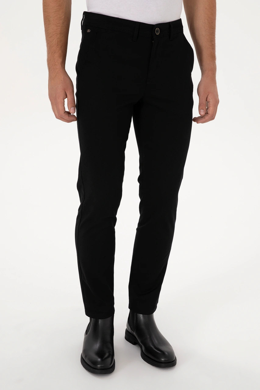 U.S. Polo Assn. Erkek Siyah Slim Fit Kanvas / Chino Pantolon 50308762-VR046