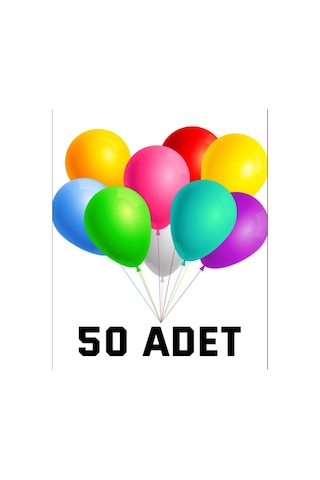 Renkli Balon 50 Li Karışık Renk Parti Doğum Günü Kutlama Özel Günler Çok Renkli