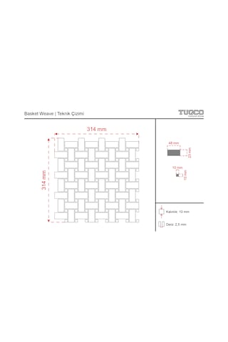 Tuqco Doğal Taş Basket Weave Bej - Toros Siyahı Cilalı Mermer Mozaik