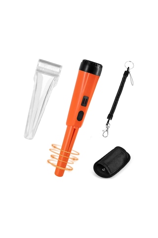 Lcd Ekran Metal Dedektörü Pinpointer El Pin Pointer Değnek Yetişkin Çocuklar İçin Yaylı Tokalı Hazine Bulucu Probu Pilsiz - Turuncu
