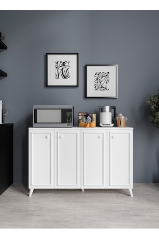 Stella Çok Amaçlı Country Dolap, 4 Kapaklı Country Kiler Dolabı