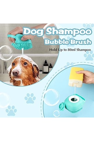 Sogud Pembe Şampuan Hazneli Kedi Köpek Yıkama Tarağı Silikon Masajlı Evcil Hayvan Yıkama Fırçası Tüy