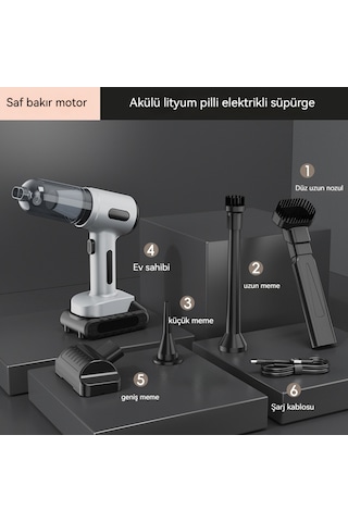 Güçlü Ve Yüksek Güçlü Araç Elektrikli Süpürgesi-beyaz