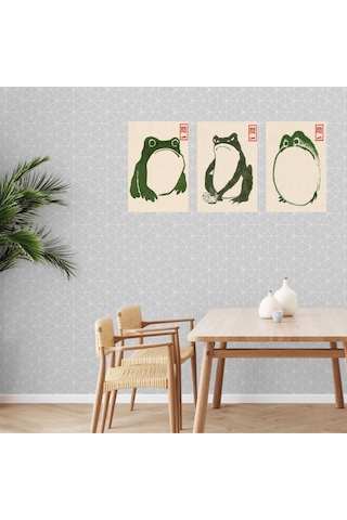 Japon Kurbağaları 3 Adet Poster 21 X 29,7 Cm