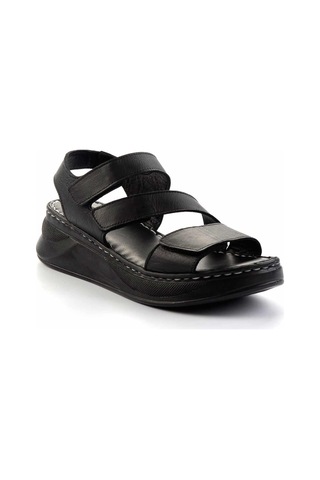 Siyah Hakiki Deri Kadın Sandalet K05281018003 Siyah