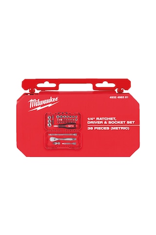 Milwaukee 1/4 Cırcır Ve Tornavida Kollu Lokma Set 38 Parça 4932498381