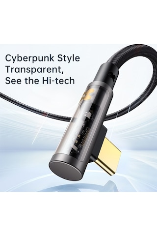 Moly Mcdodo Ca-3401 1.8m Type-c-type-c 90 Derece 100w Hızlı Şarj Şeffaf Veri Kablosu - İphone 15 Serisi Uyumlu