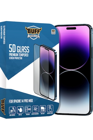 Buff Apple iPhone Uyumlu 14 Pro Max - 2x5d Ekran Koruyucu + Şeffaf Kılıf + Lens Koruyucu Glass